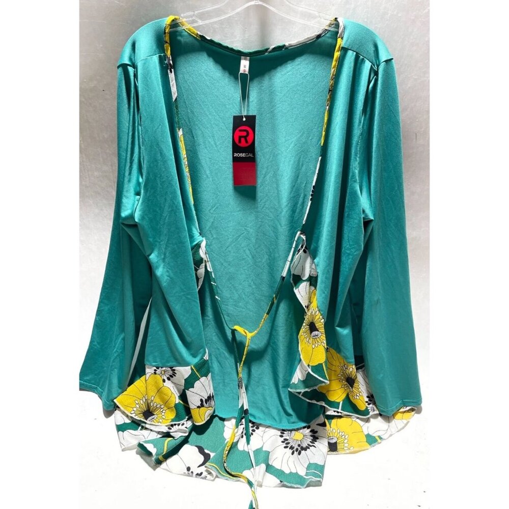 Rosegal Elegant Colorful Floral Cardigan Women's Plus Size 3X